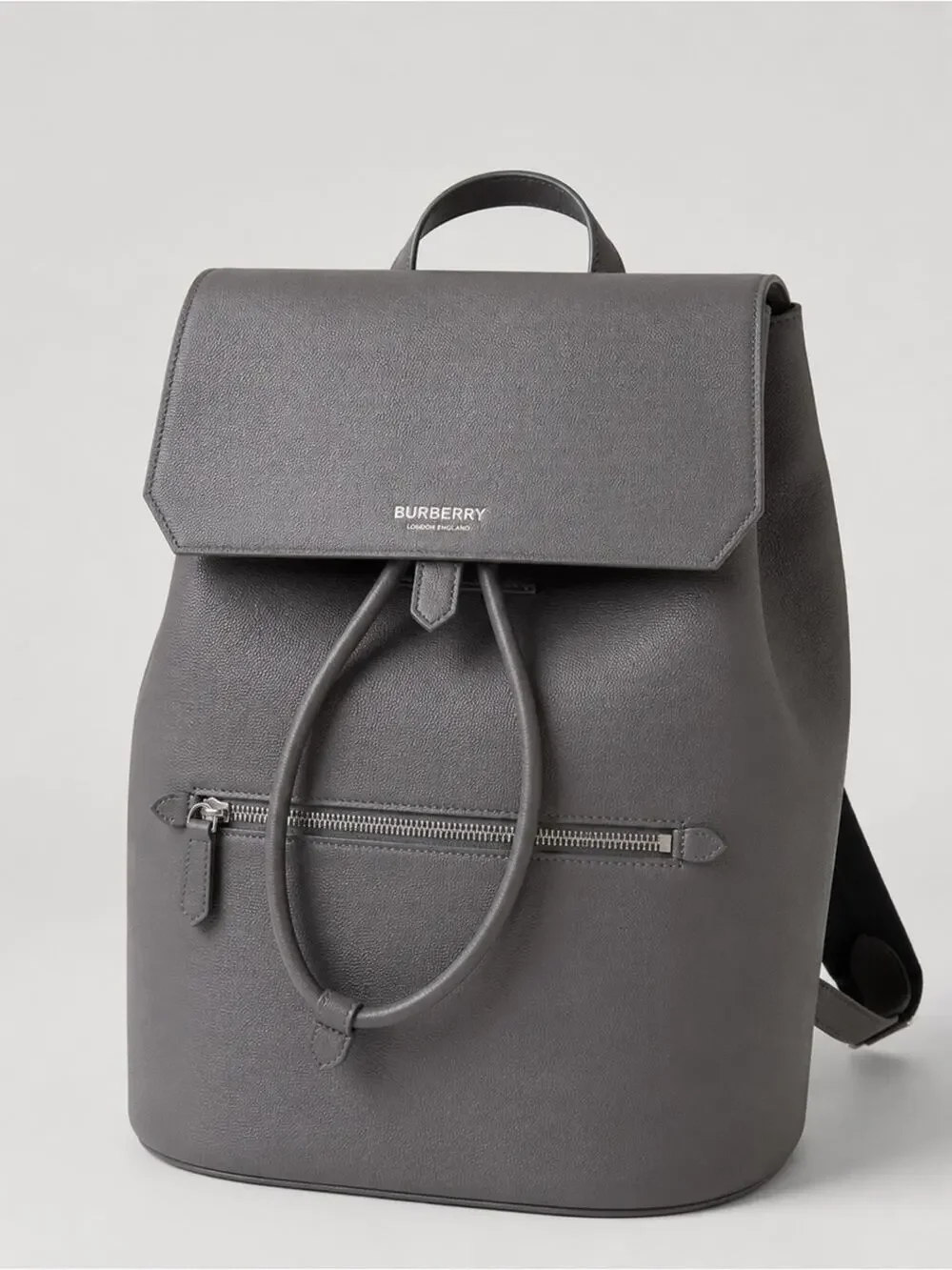 Burberry Charcoal Gray Leather Flap Backpack